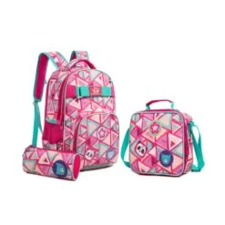 Colourful Abstract Girls 3-Piece Backpack Set