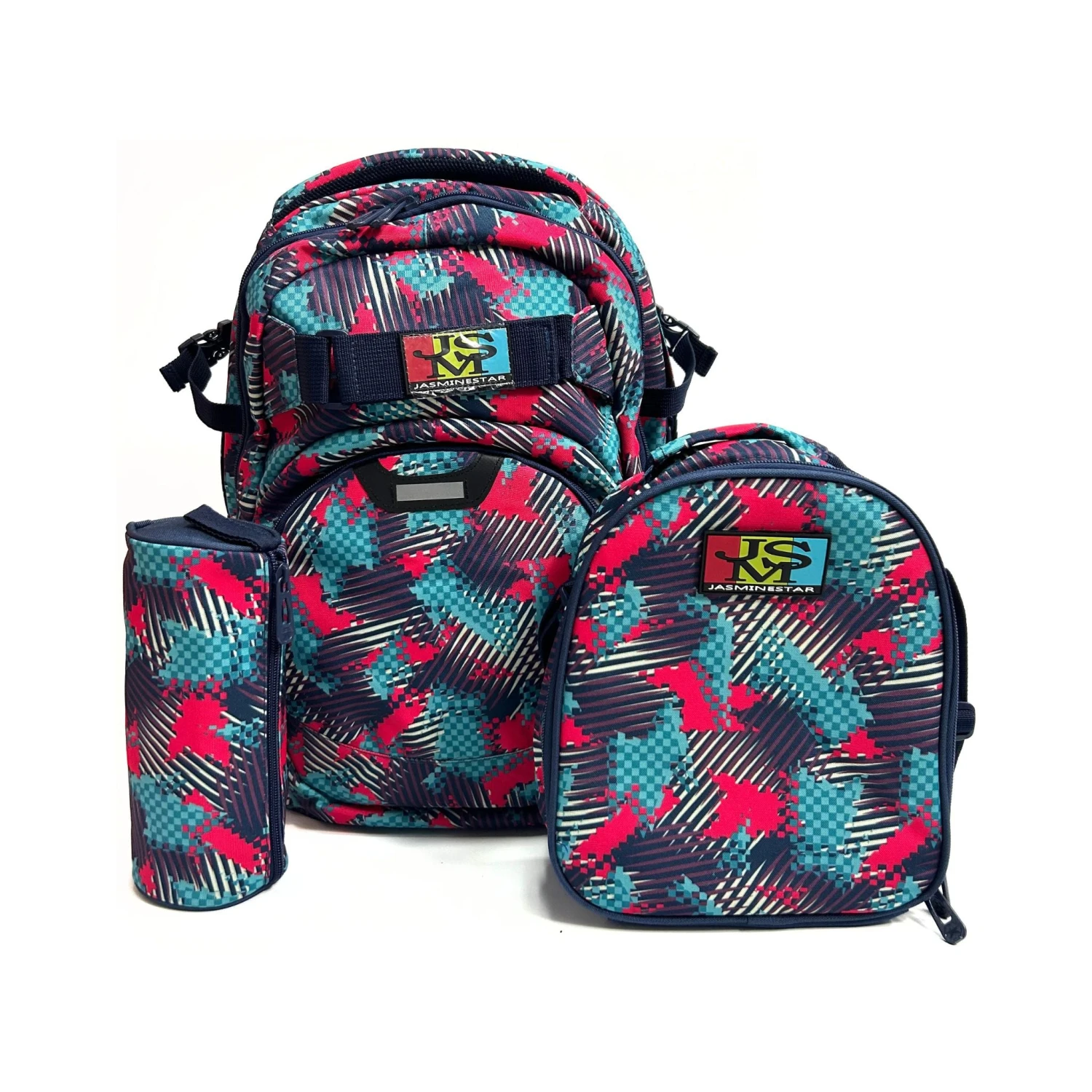 Blue Abstract 3-Piece Backpack Set 3 Blue Abstract 3-Piece Backpack Set