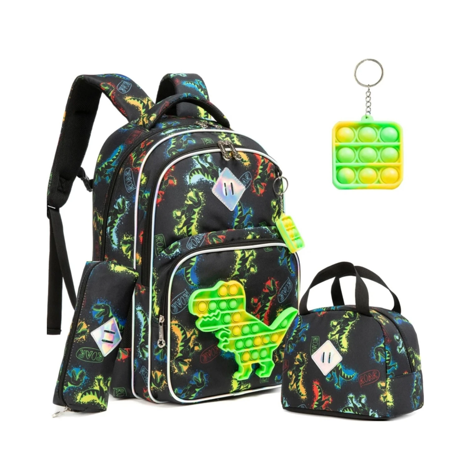 Dinosaur Pop It 3-Piece Backpack Set 3 Dinosaur Pop It 3-Piece Backpack Set