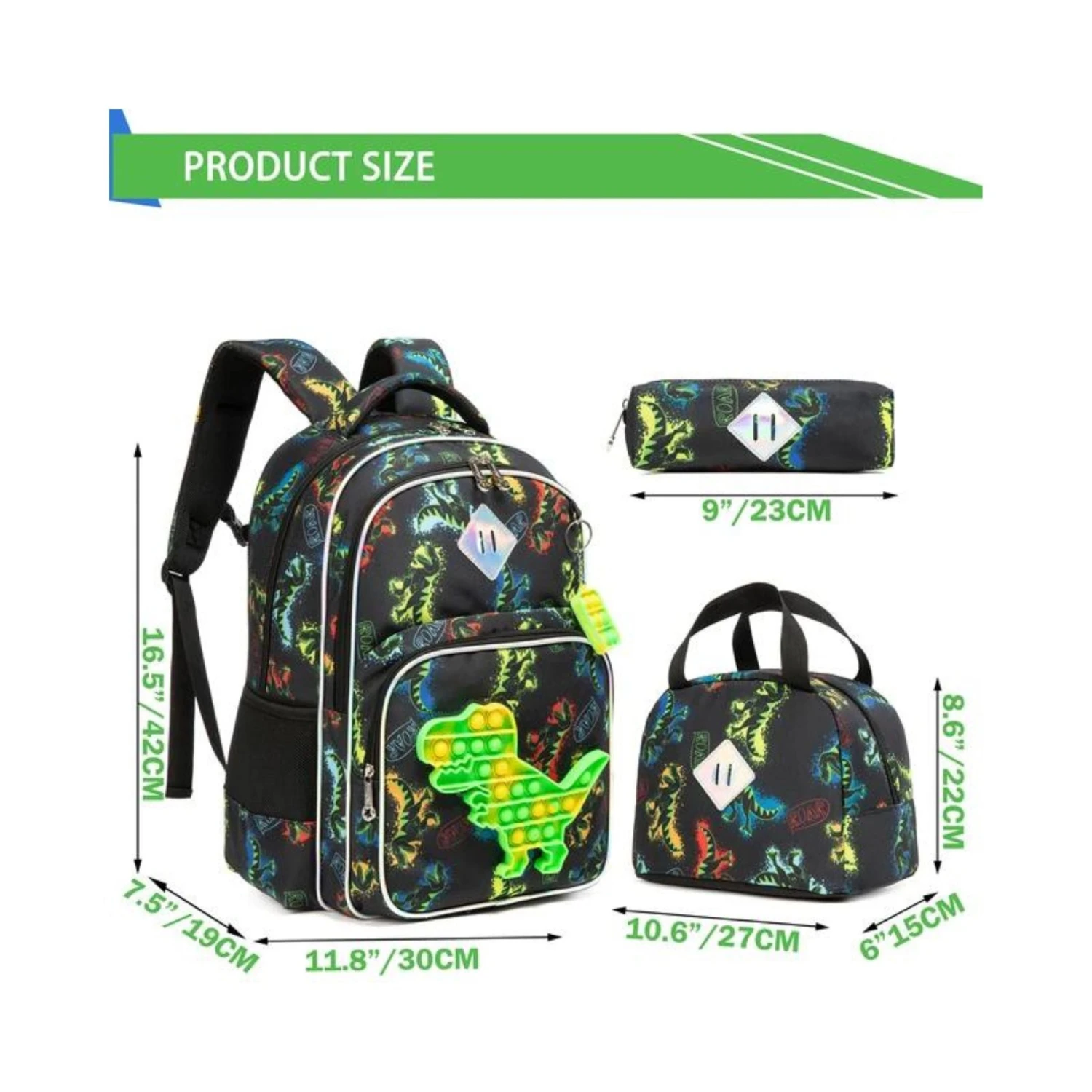 Dinosaur Pop It 3-Piece Backpack Set 4 Dinosaur Pop It 3-Piece Backpack Set - Image 2