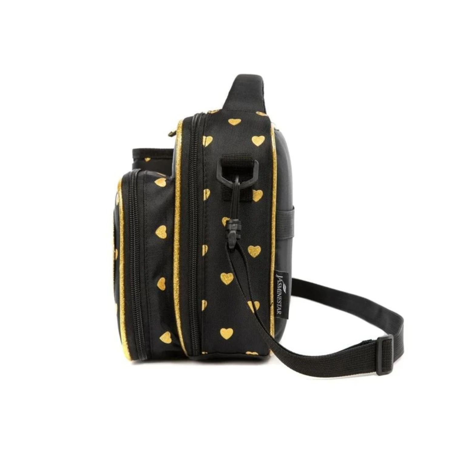 Black & Gold Heart Print Insulated Lunch Bag 5 Black & Gold Heart Print Insulated Lunch Bag - Image 3