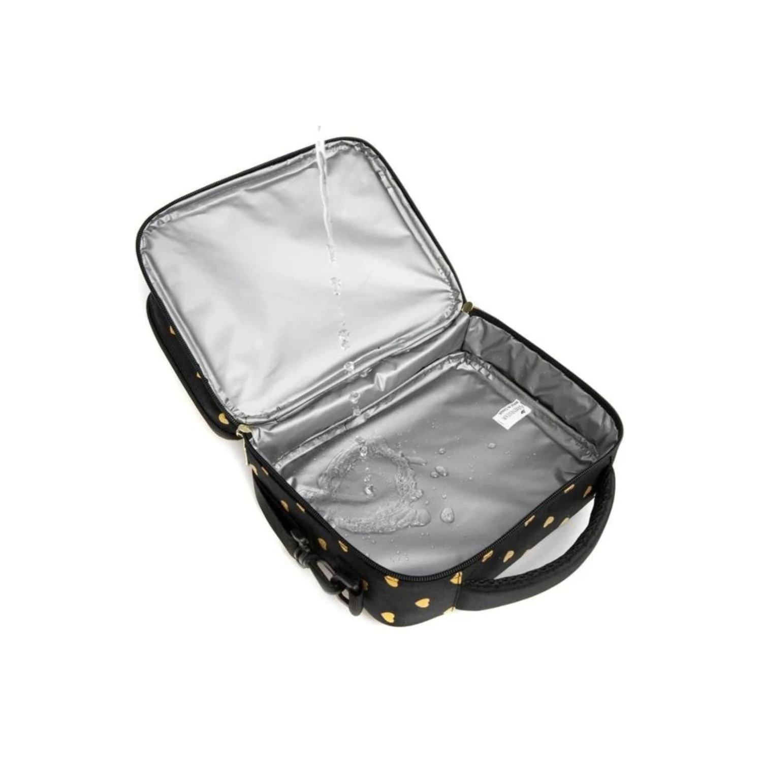 Black & Gold Heart Print Insulated Lunch Bag 7 Black & Gold Heart Print Insulated Lunch Bag - Image 5